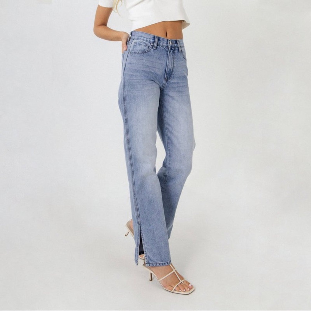 NEW straight leg side slit jeans